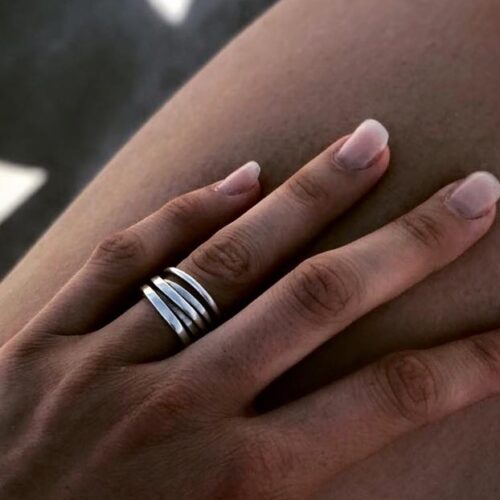Sterling Silver OneFooter Ring on Model by Dorothee Rosen