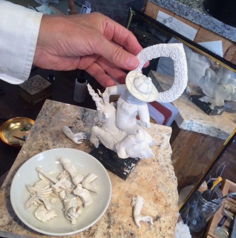 Joshua Mulder shows me one of the many statues he is working on. Some are much smaller than this, some are well over life-size!