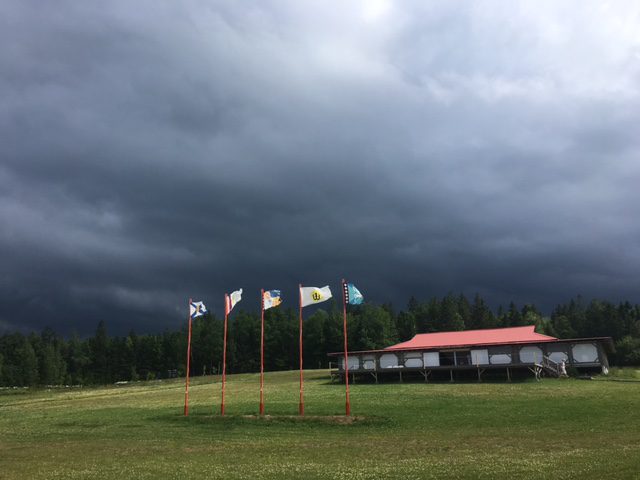 An approaching storm made for a dramatic sky over the meditation pavillion