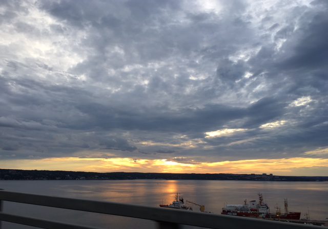 the sun was just setting as I came home to Halifax across the bridge