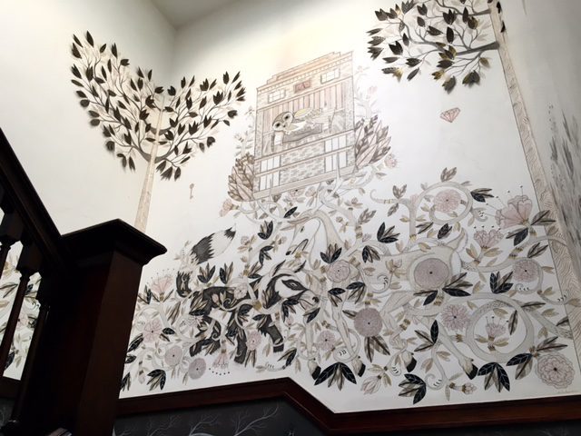 This mural delights in the staircase of the Ace Hotel in Portland