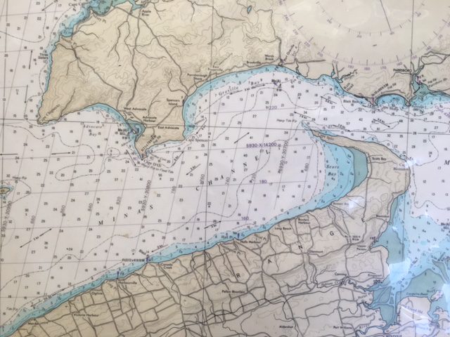 Our trip took us along the top of the Bay of Fundy. This awesome map was in the cottage we rented for the night