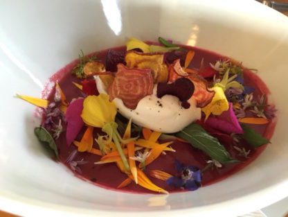 Wonderful presentation of this chilled beet soup at The Wild Caraway restaurant
