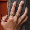 SCRIPT_Series_Editorial with 18k Script Rings and Dragonfly Earrring