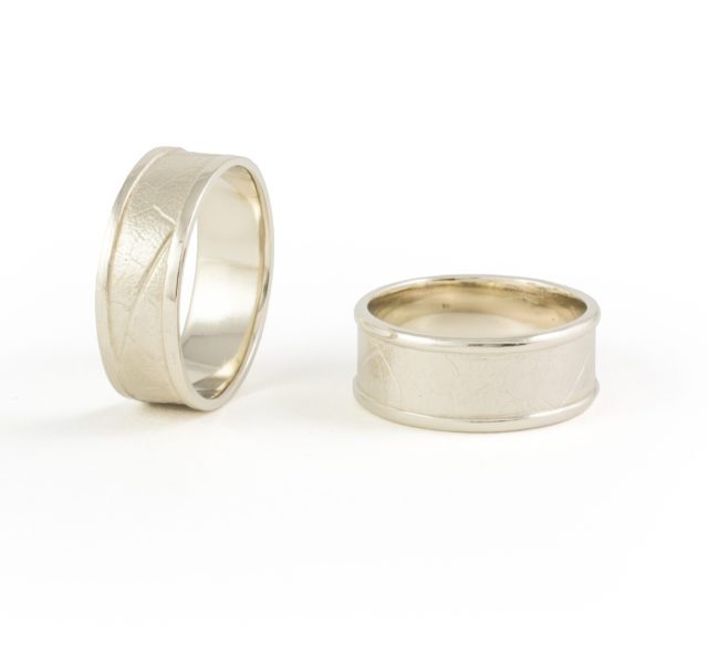 Maple Leaf White Gold Rings 14k