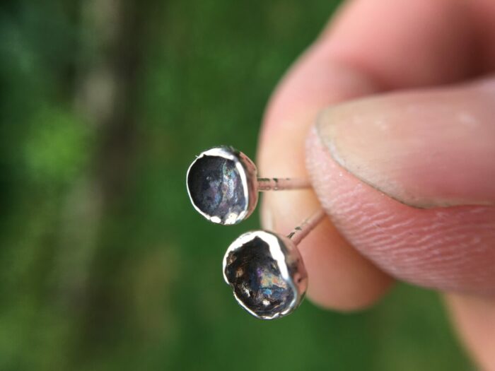 SpaceDot Studs in Oxidised Sterling Silver