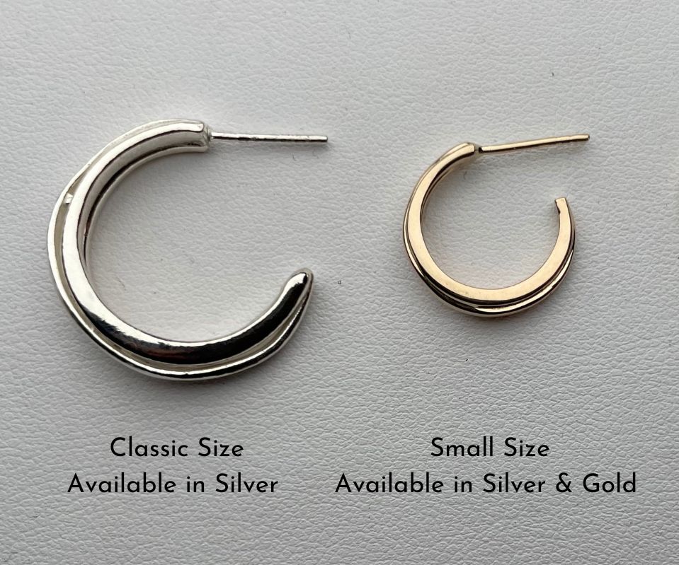 OneFooter Hoops 2 sizes in 14K Gold and Sterling Silver by Dorothee Rosen