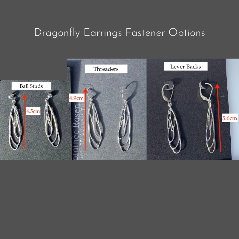 Dragonfly Earrings Fastener Options & Size Comparison