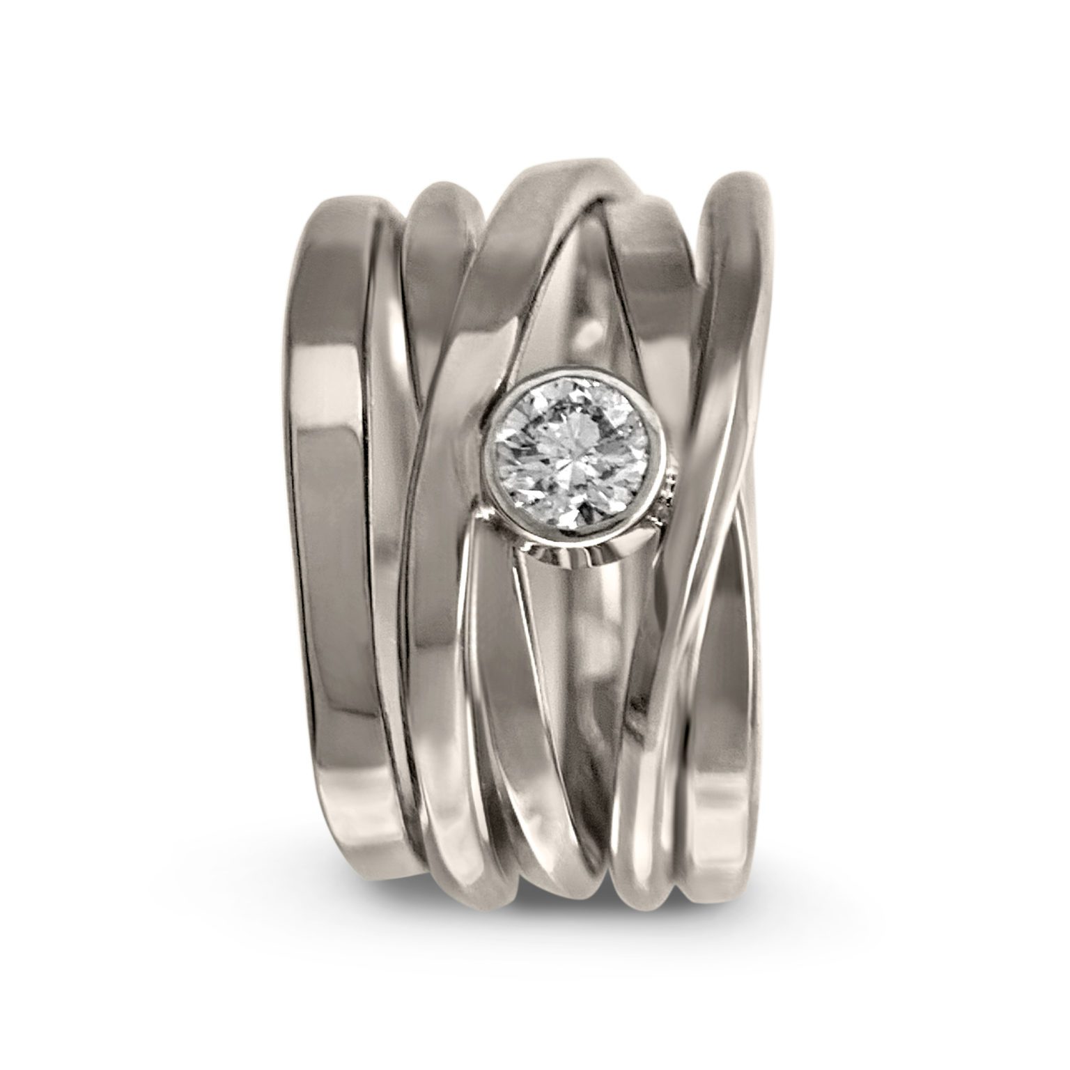 One-of-a-Kind #249 || Onefooter Ring in 18K Palladium White Gold with 0.28ct Diamond Size 7