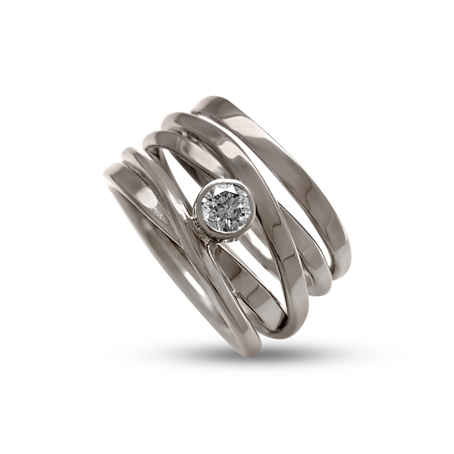 One-of-a-Kind #249 || Onefooter Ring in 18K Palladium White Gold with 0.28ct Diamond Size 7