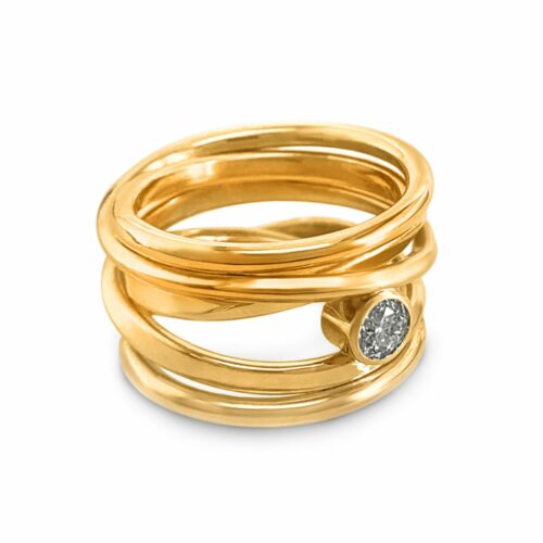 #278 Onefooter ring, 18k yellow gold, Size 6.5, with Canadian diamond