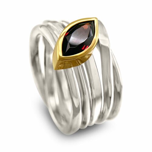 #288 One-of-a-kind Onefooter ring in Palladium Sterling Silver with Garnet