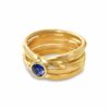 One-of-a-Kind #309|| OneFooter Ring in 18k Yellow Gold with Sapphire, Size 8.5, handmade by Dorothee Rosen