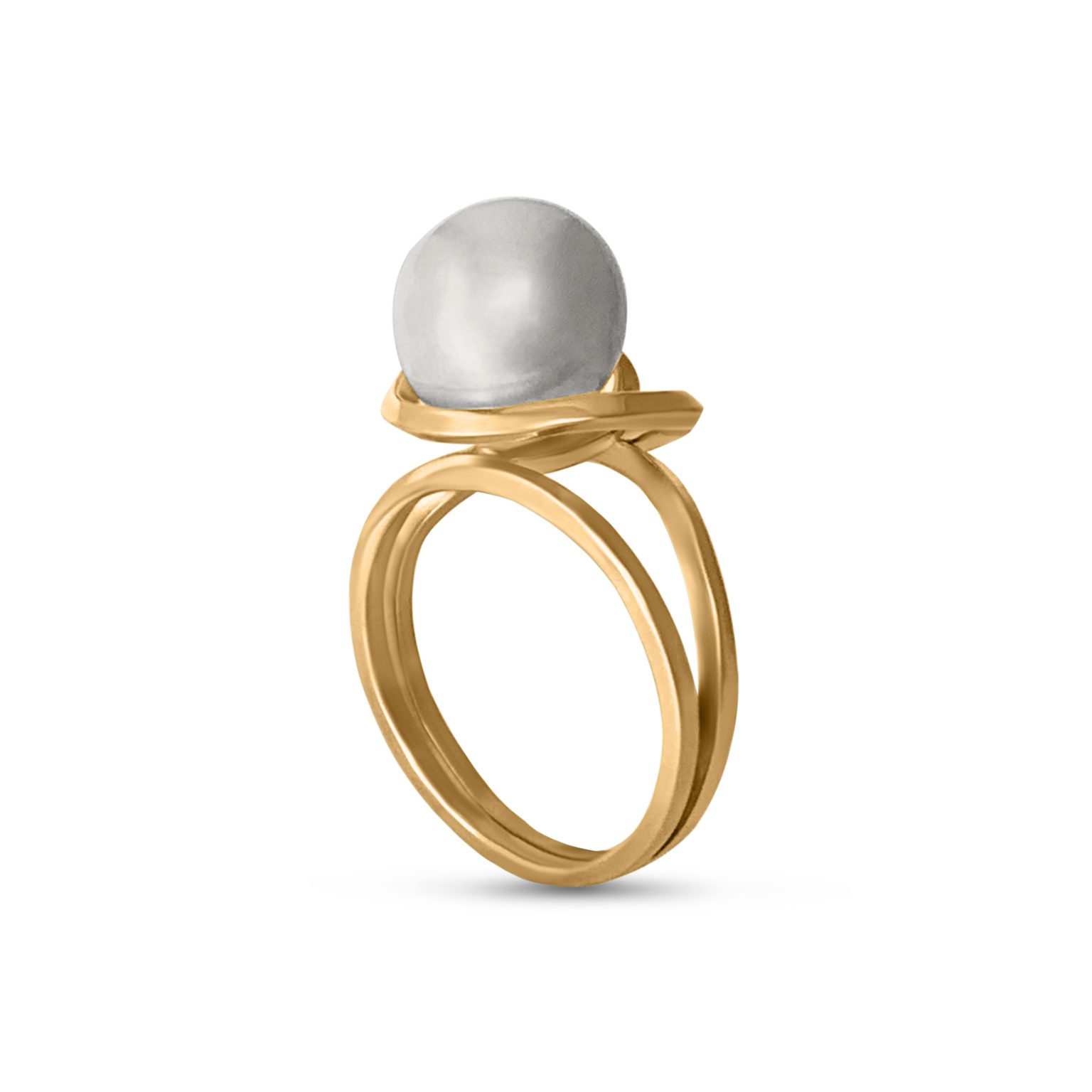 MoonPearl Ring in 18k Yellow Gold with Kasumiga Pearl