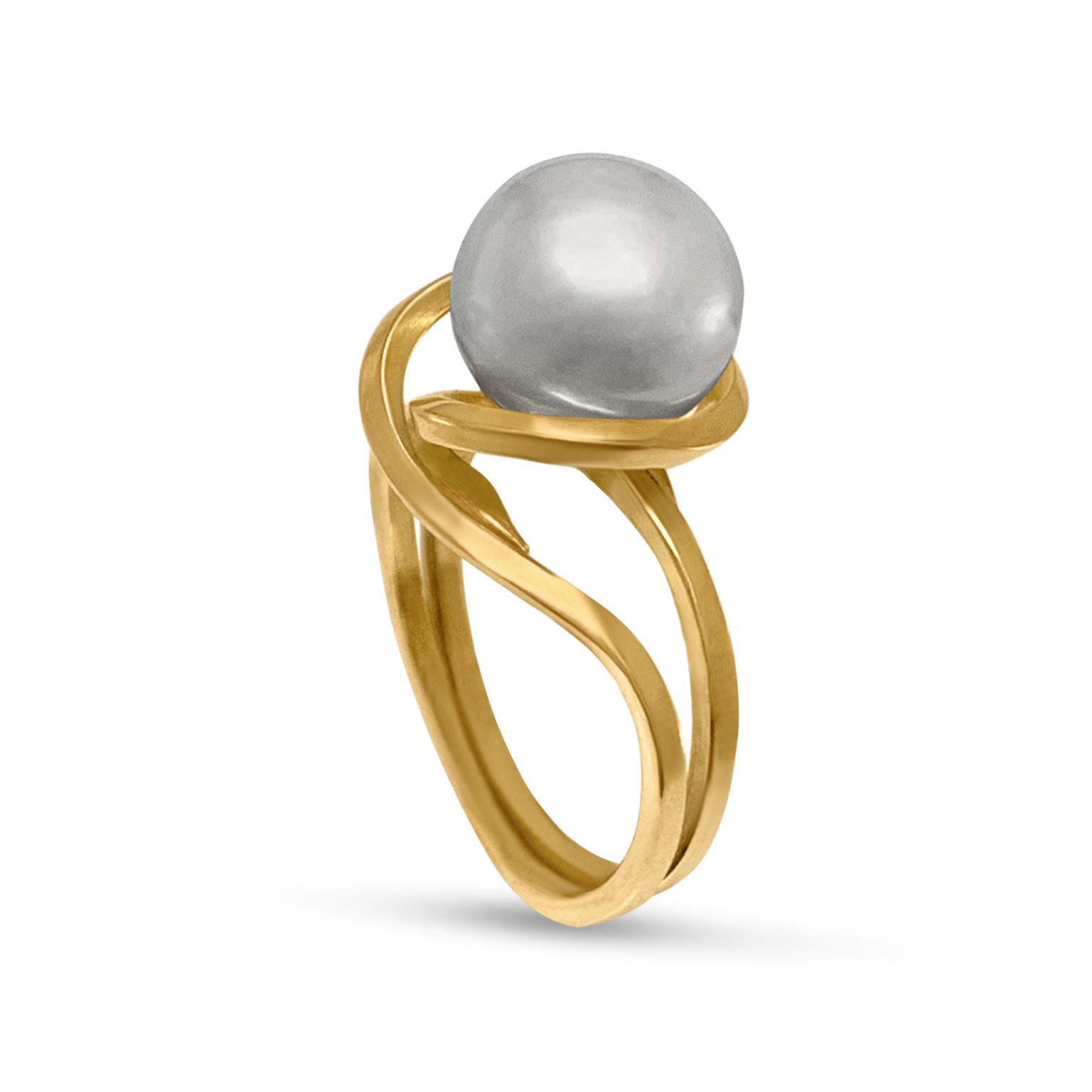 MoonPearl Ring in 18k Yellow Gold with Kasumiga Pearl