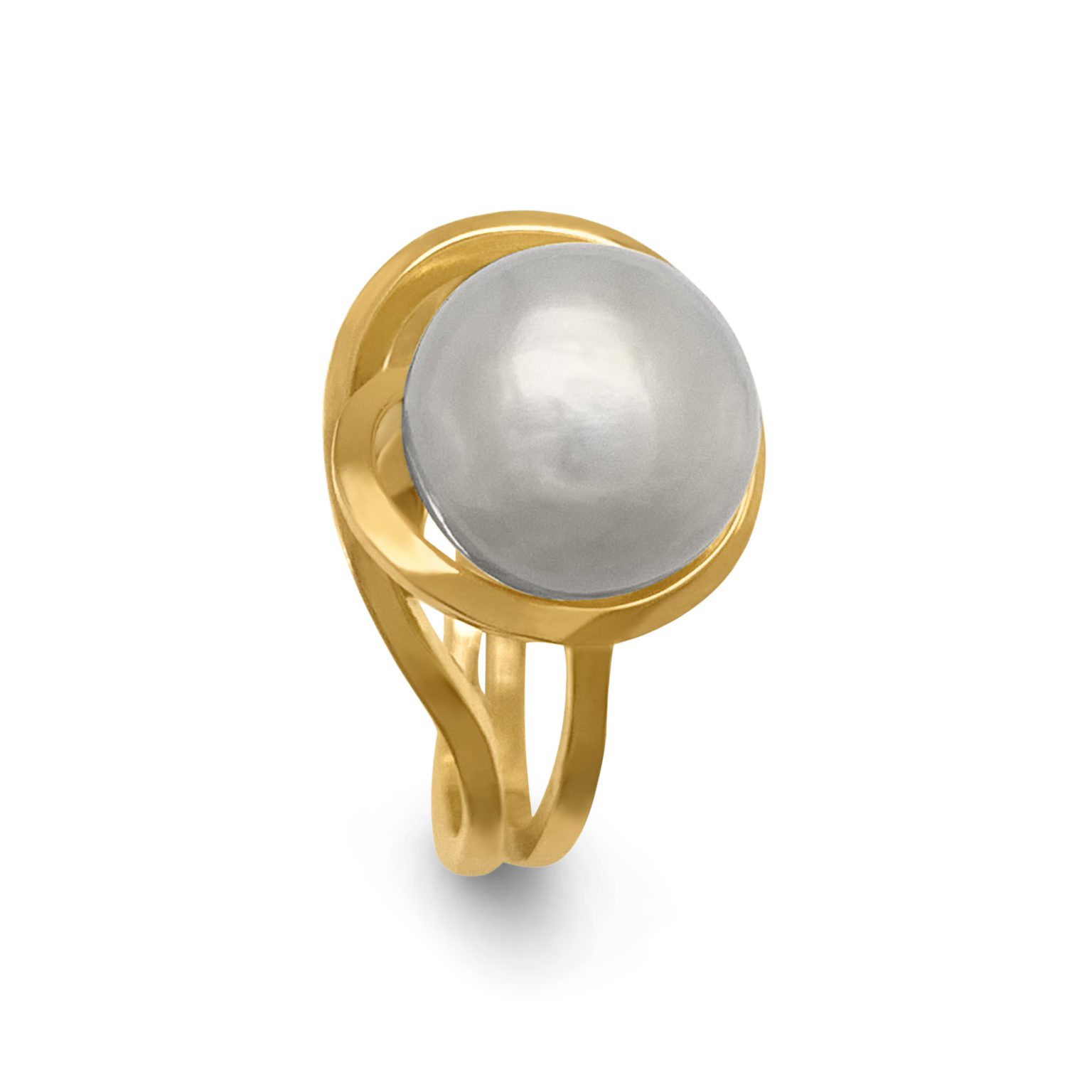 MoonPearl Ring in 18k Yellow Gold with Kasumiga Pearl