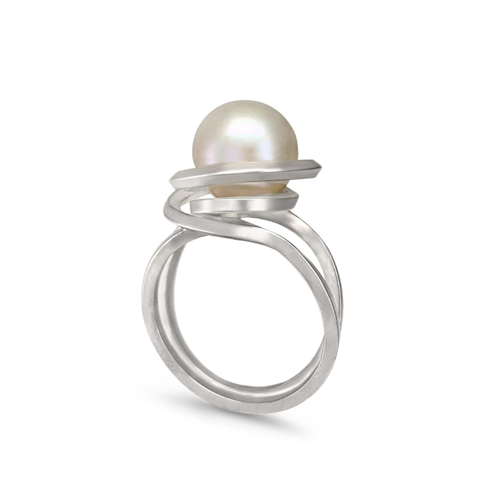 a large Kasumiga pearl wrapped & cradled in sterling silver wire