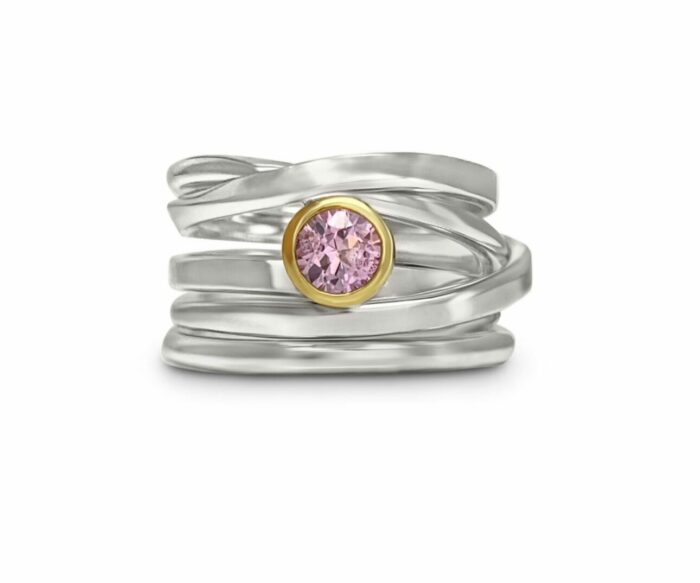 One-of-a-Kind #19 || Sterling Onefooter Ring with Pink Sapphire, Size 6.5