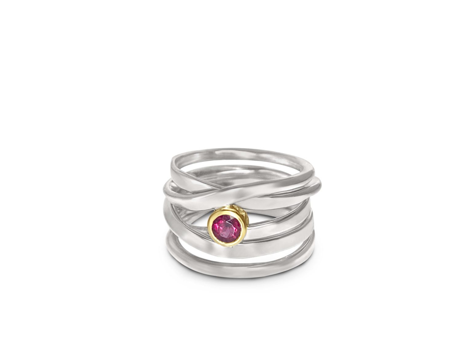 One-of-a-Kind #171 || Sterling Onefooter Ring with Red Tourmaline, Size 8