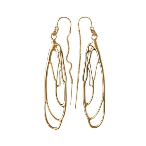 Dragonfly Earrings in 14k Yellow Gold - Long - Dorothee Rosen
