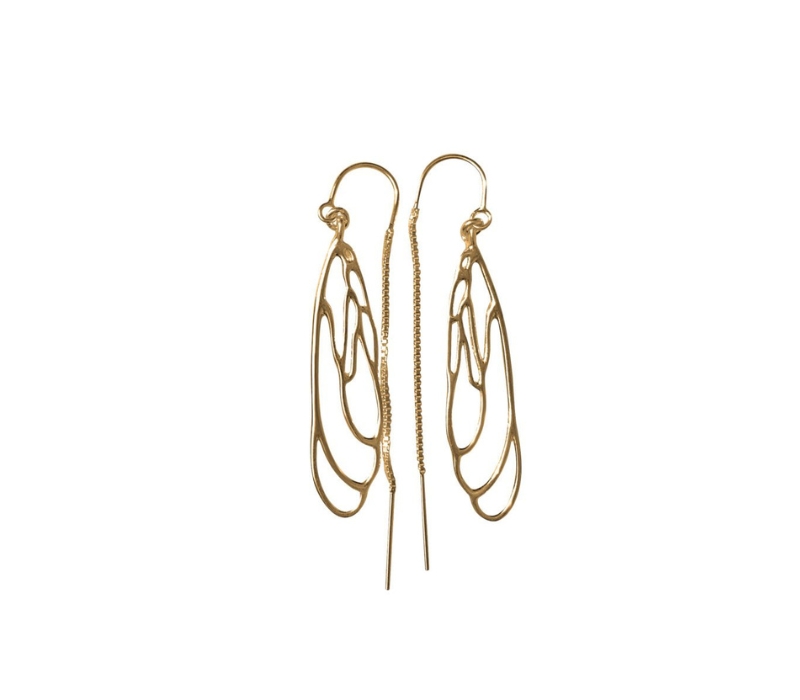 Dragonfly Earrings in 14k Yellow Gold - Short - Dorothee Rosen