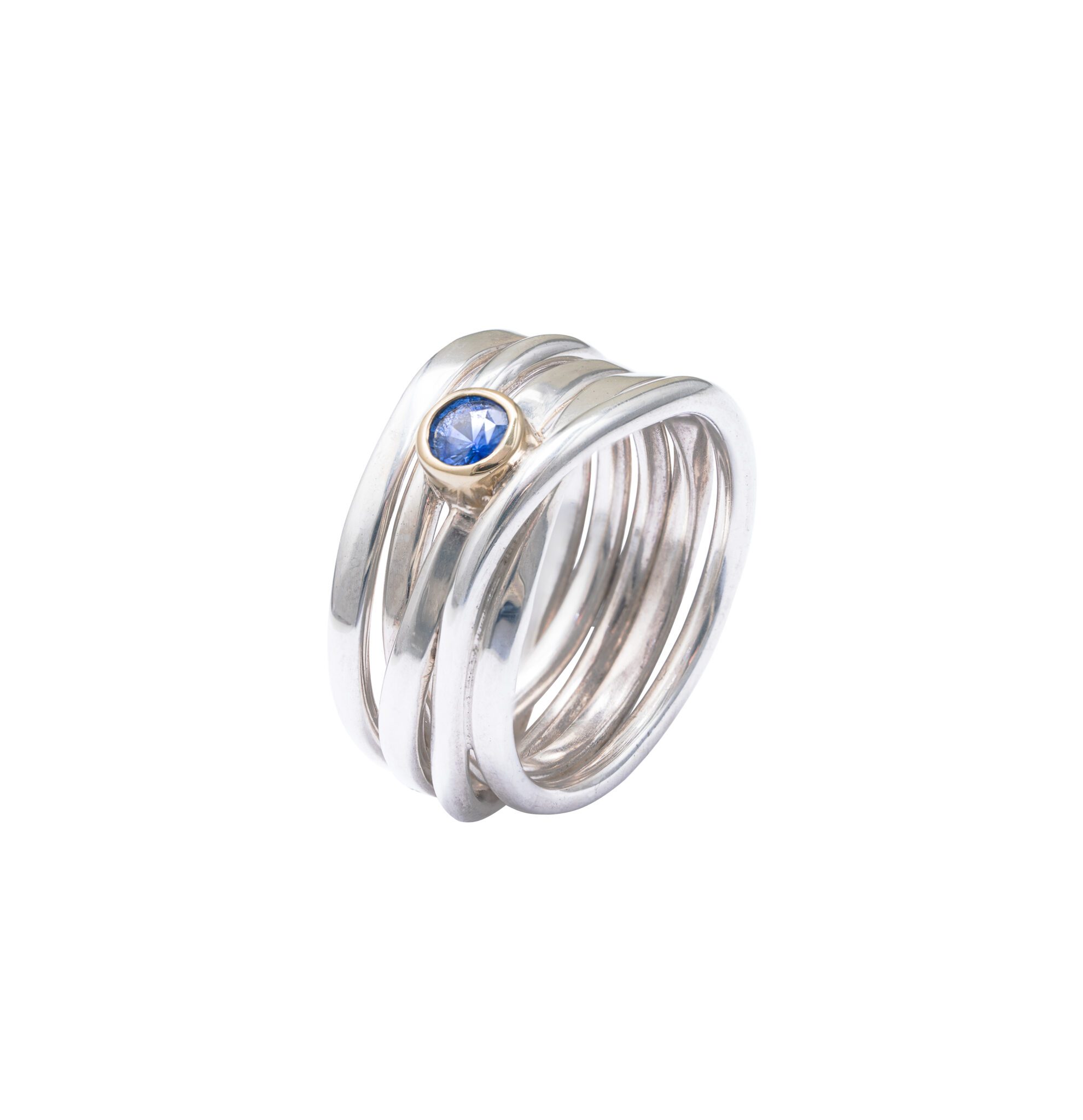 One-of-a-Kind #175 || Sterling Onefooter Ring with 0.23ct Sapphire, Size 8.5
