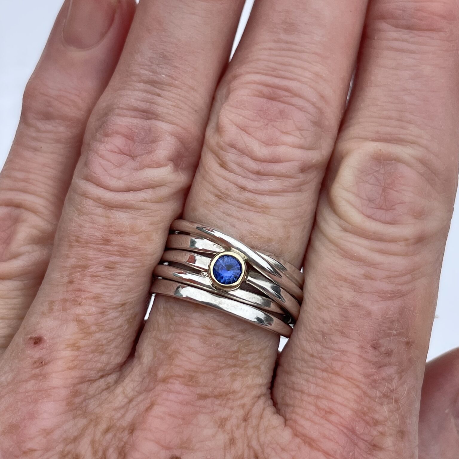 One-of-a-Kind #175 || Sterling Onefooter Ring with 0.23ct Sapphire, Size 8.5