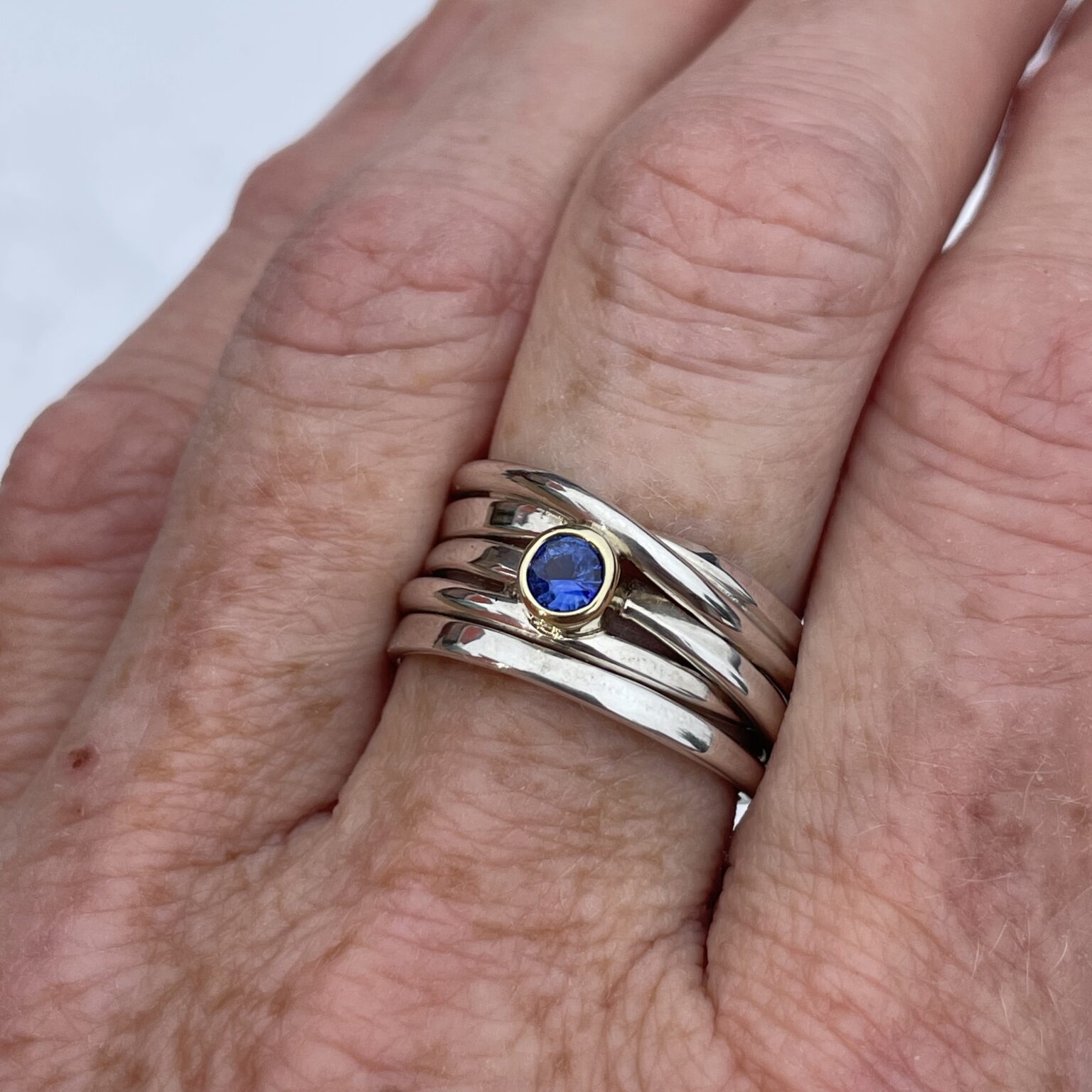 One-of-a-Kind #175 || Sterling Onefooter Ring with 0.23ct Sapphire, Size 8.5