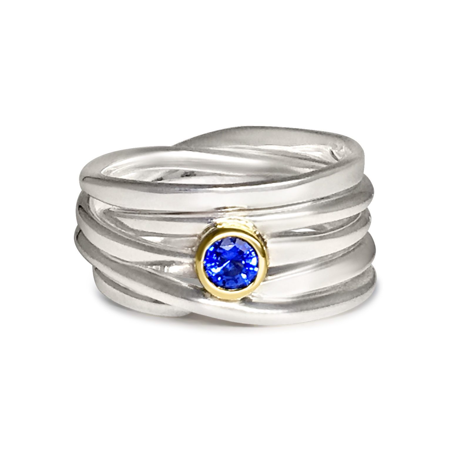 One-of-a-Kind #175 || Sterling Onefooter Ring with 0.23ct Sapphire, Size 8.5
