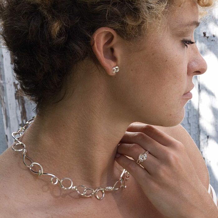 Dorothee Rosen Handmade Knot Necklace Polished Sterling Silver Short