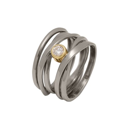 OneFooter Ring in 18k Palladium White Gold with Diamond OOAK#185