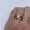 #345 Dorothee Rosen 3 loop onefooter handmade gold ring with 0.50ct diamond in 18k Yellow Gold Size 7 on hand model