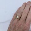 #345 Dorothee Rosen 3 loop onefooter handmade gold ring with 0.50ct diamond in 18k Yellow Gold Size 7 on hand model
