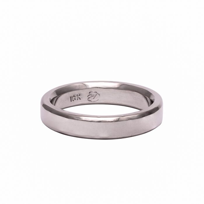 4.5mm 18k Palladium White Gold Wedding Band Handmade by Dorothée Rosen in Halifax, Canada