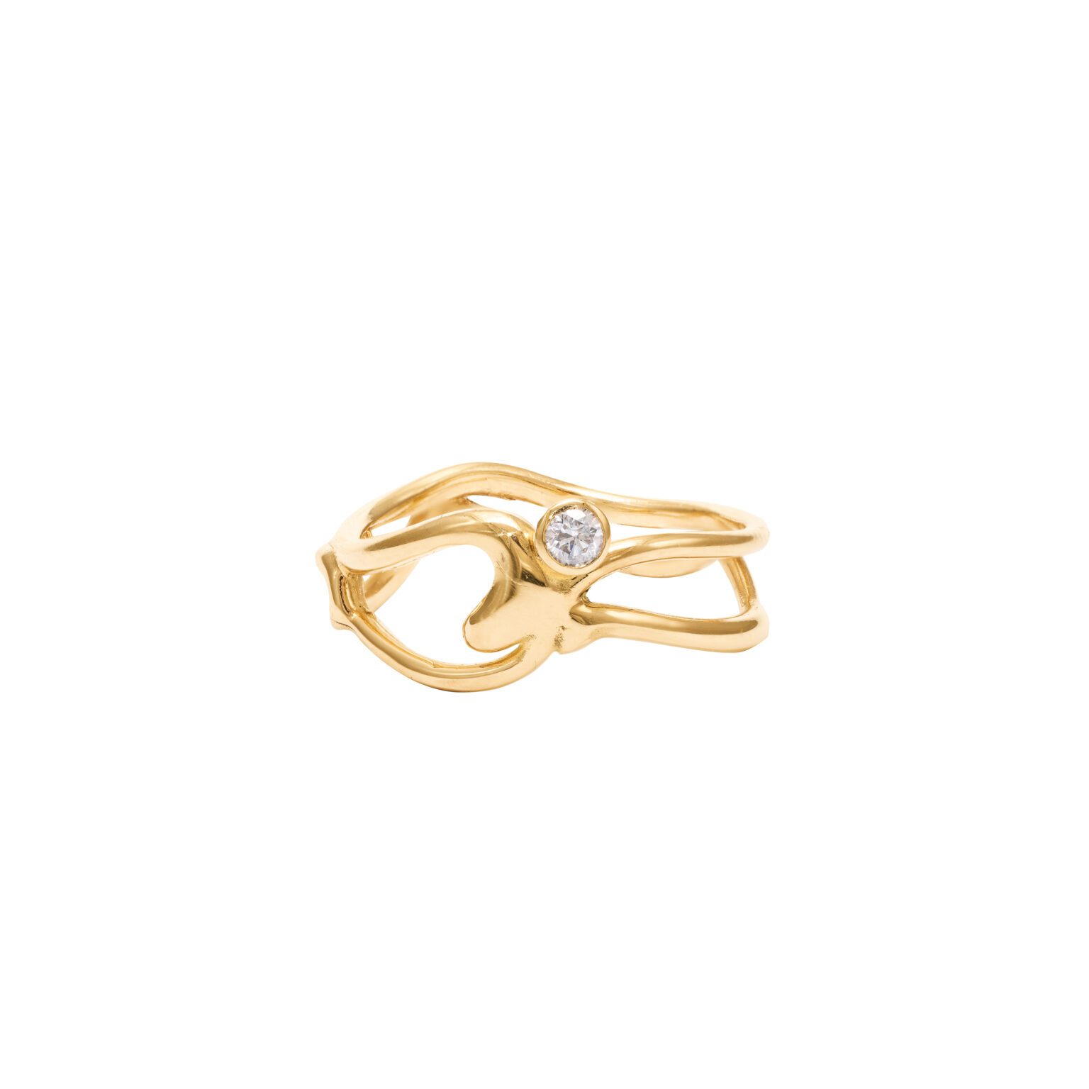 18k gold Script TIDE ring with diamond