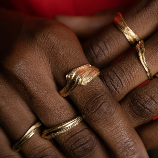 18K sustainable and ethical fairmined ECO gold FLOW rings by Dorothée Rosen