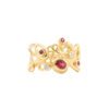 18ky Script SURGE #S007 with Spinel, Ruby, and Diamonds, sz8.5