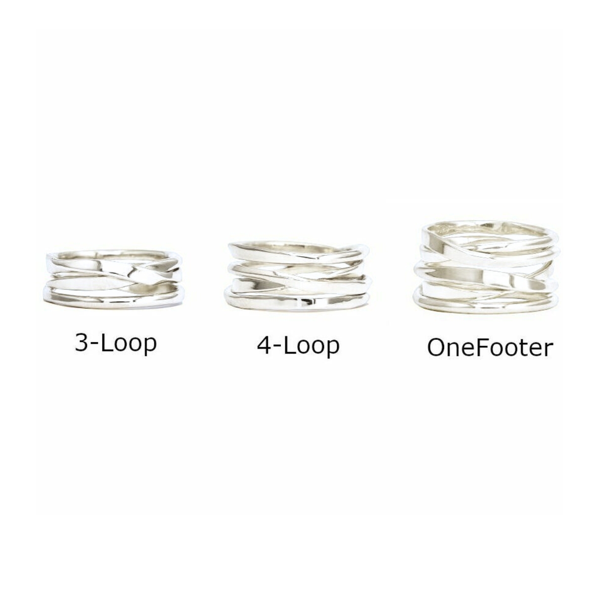 OneFooter-3-loop-4-loop Comparison-Ethical Fairmined Silver- by Dorothee Rosen