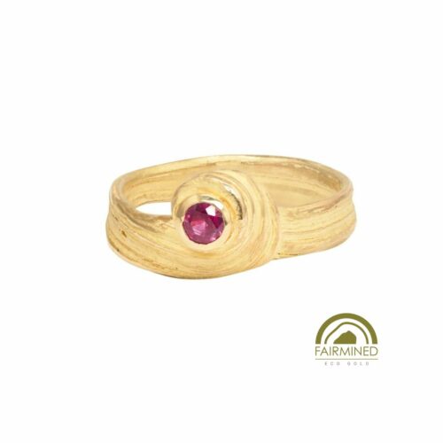 18k ring in Fairmined gold with bright red ruby