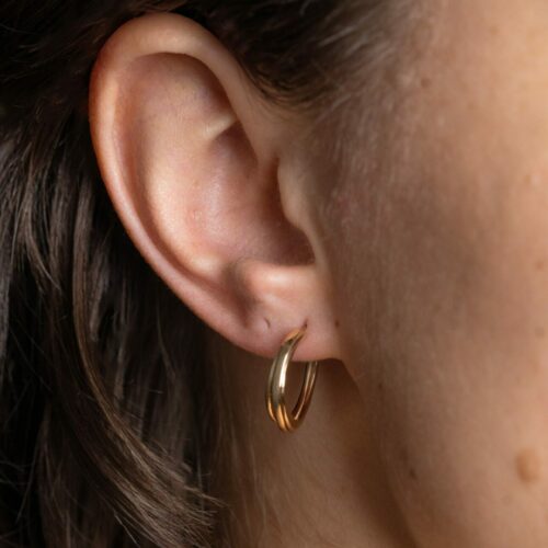 OneFooter Small Hoop Earrings in 14k Yellow Gold by Dorothee Rosen