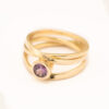 3-loop OneFooter ring in 18k yellow with Pink Sapphire by Dorothée Rosen