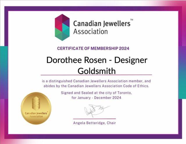 Canadian Jewellers Association Member 2024- Dorothée Rosen Affiliation