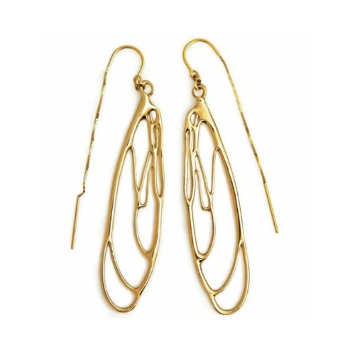 Dragonfly Earrings in 18k Yellow Gold - Long - Dorothee Rosen