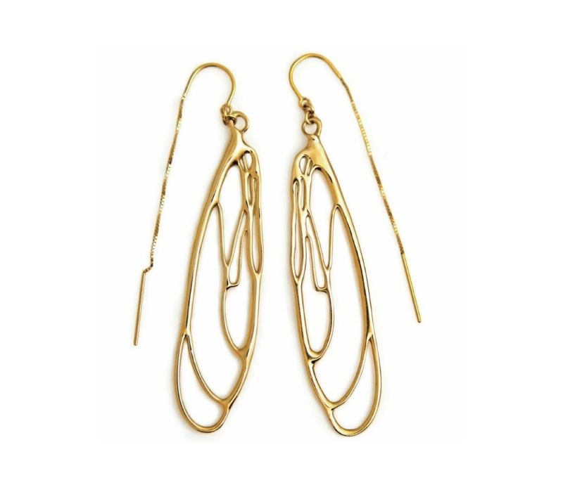 Dragonfly Earrings in 18k Yellow Gold - Long - Dorothee Rosen