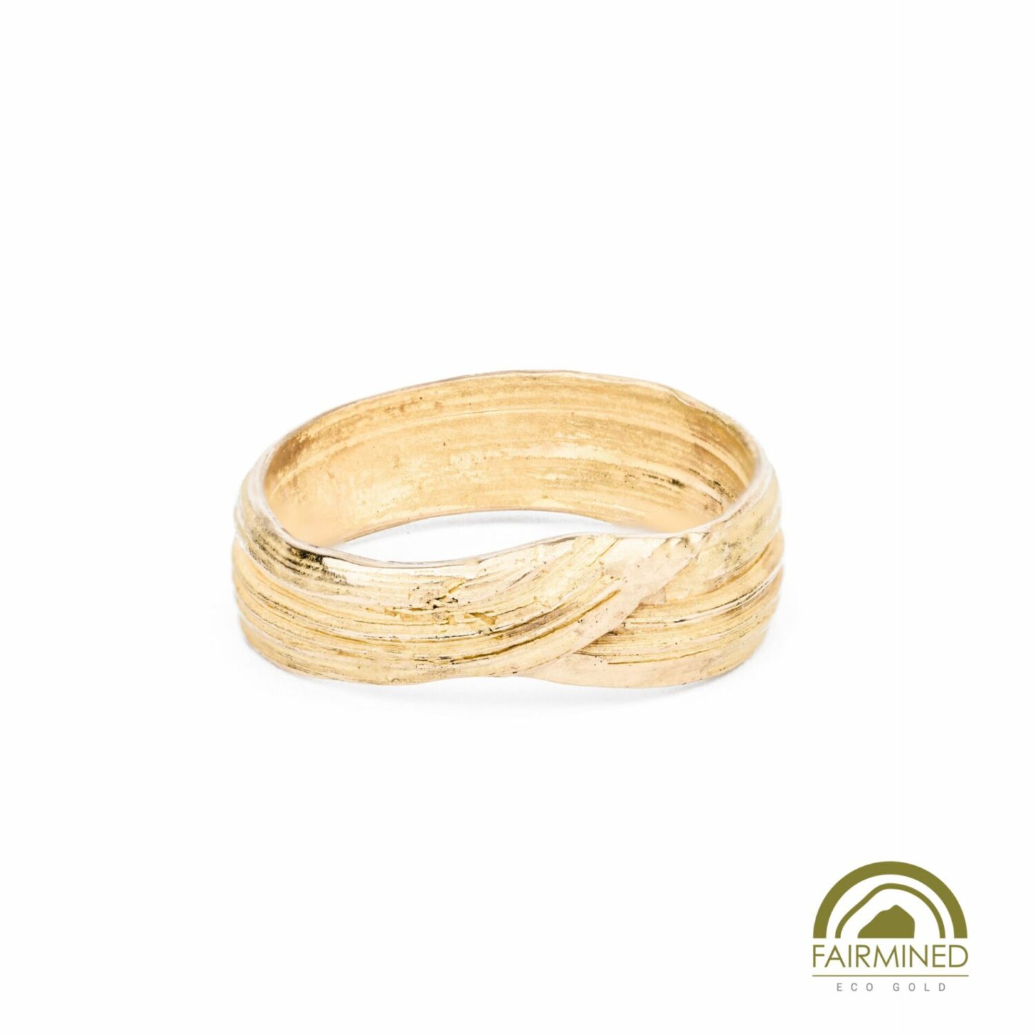 one-of-a-kind FLOW ring in ethical 18k Fairmined ECo gold, sz 11.75. Richly textured like tree bark