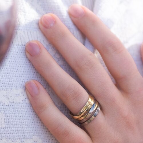 TwoTone OneFooter Ring in 18k Yellow & White Palladium Gold