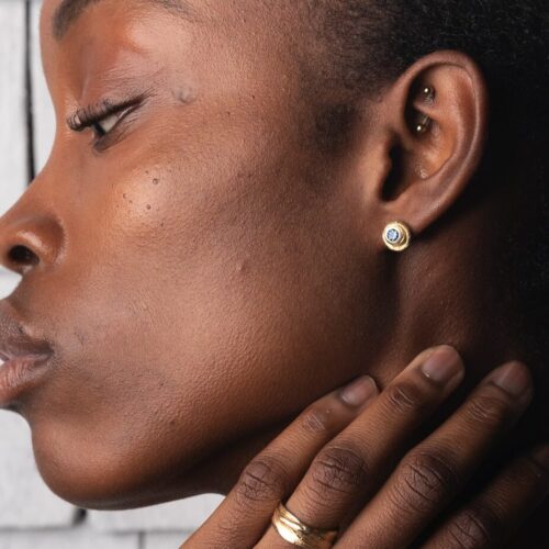 FLOW Editorial Featuring Flow Rings and Flow Earrings with Australian Sapphire -zoom - by Dorothee Rosen