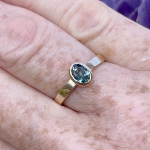 C13 - Oval Teal Australian Sapphire engagement ring - 18kyg - Size 8 - VIDEO THUMBNAIL by Dorothee Rosen
