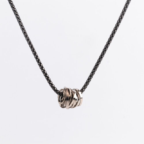 OneFooter - Necklace - 18k palladium white gold on black sts Popcorn chain (5 of 9) by Dorothee Rosen