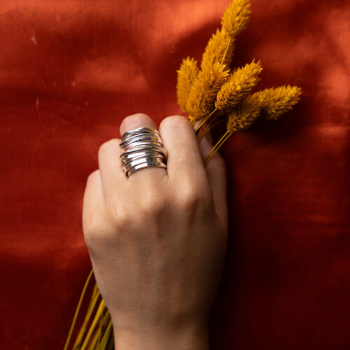 ThreeFooter - Sterling Silver - Hand Model-2 by Dorothee Rosen